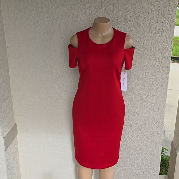 BRAND NEW CALVIN KLEIN COLD SHOULDER FITTED DRESS G1 - Picture 9 of 13